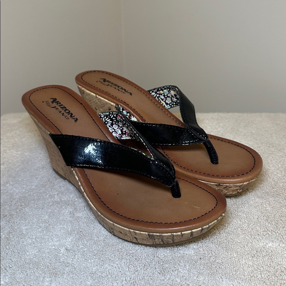 Black Wedge Sandals